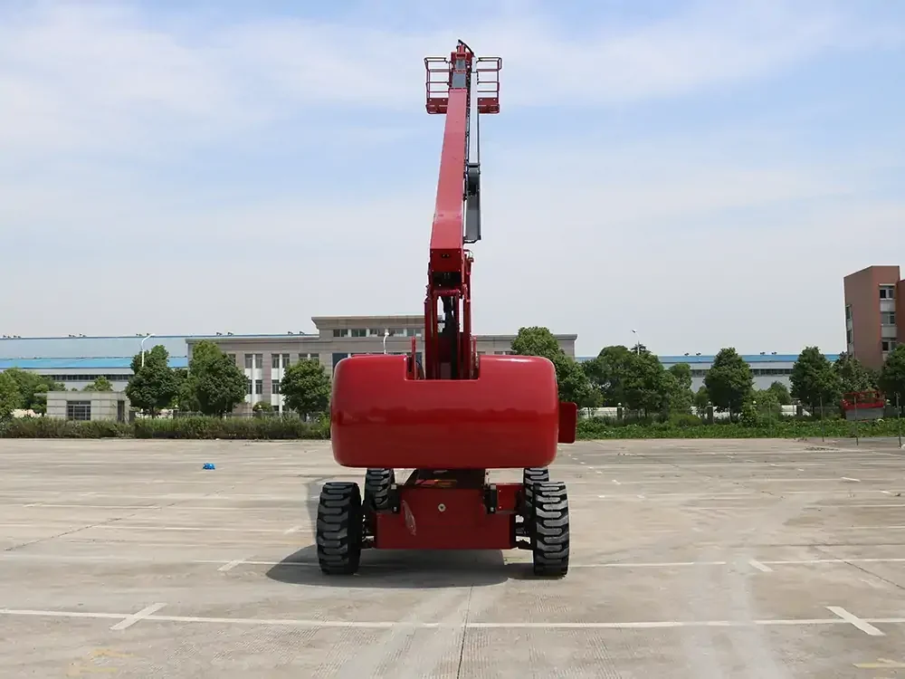 Boom lift at construction site
